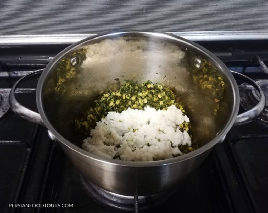 Adding rice to Ash Anar ingredients