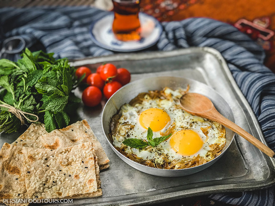 Persian caramelised onion omelette - Persian omelette