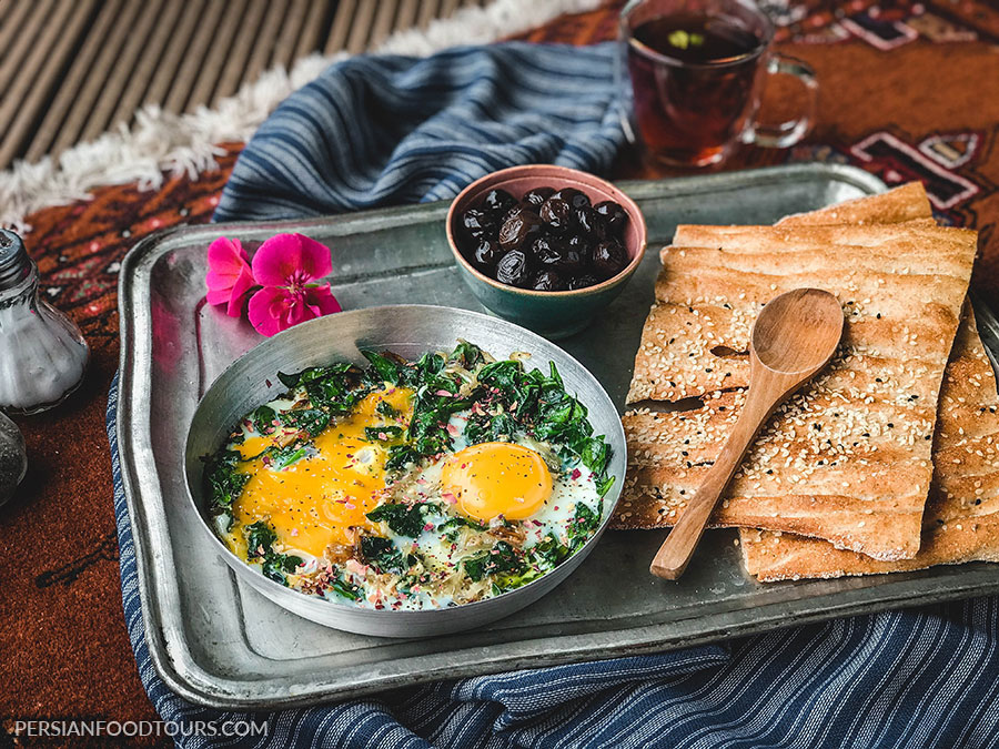 Persian Spinach and Eggs omelette - Persian omelette