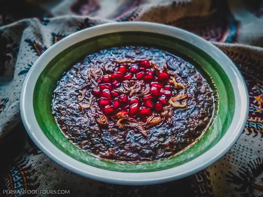 Persian pomegranate thick soup-Ash anar