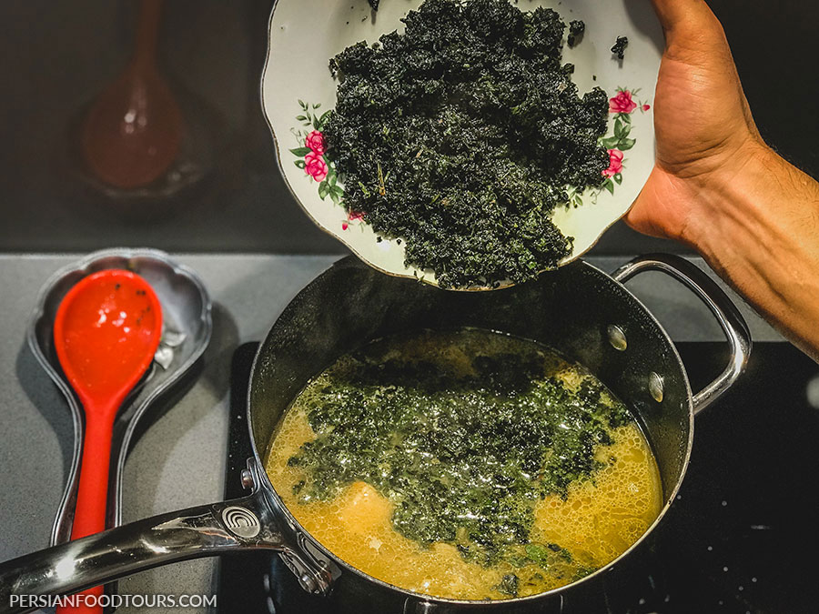 Ghormeh Sabzi sauted herbs - Persian Herbs stew