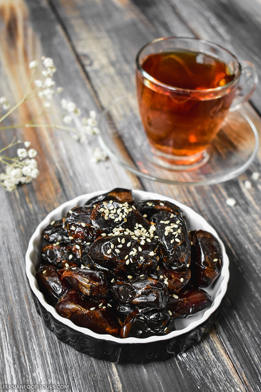 Persian dates with sesame topping